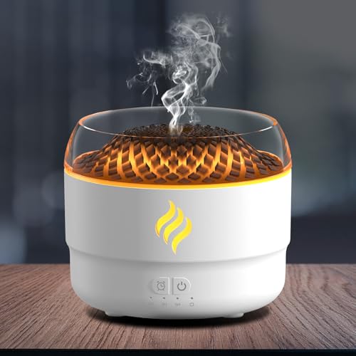 Flammen Aroma Diffuser, Vulkan-Diffuser ätherische Öle mit 7 Farben Licht, 280 ml Duftöl Diffuser mit intelligenter 3-Gang-Timing-Funktion und Trockenbrennschutz für Raumduft Diffuser, Büro (Weiß) Flammen Aroma Diffuser, Vulkan-Diffuser ätherische Öle mit 7 Farben Licht, 280 ml Duftöl Diffuser mit intelligenter 3-Gang-Timing-Funktion und Trockenbrennschutz für Raumduft Diffuser, Büro (Weiß) von POFIBO