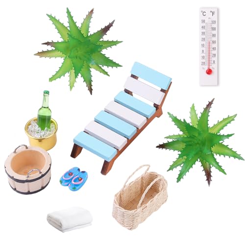 Miniatur Deko Sauna Zubehör Set, 11 Teile Wellness Deko Zubehör, Spa Sauna Wellness Gutschein, Geschenkidee für Wellness Gutscheine und Geldgeschenk von POFIBO