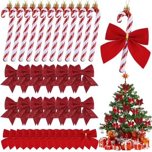 POFIBO 36Stück Rote Schleifen Weihnachten - Zuckerstangen Weihnachtsbaum, Weihnachtsschleifen Rot Deko, Zuckerstangen Baumschmuck für Weihnachtsbaum Weihnachtskranz Tannenbaum Weihnachtsbaumschleifen POFIBO 36Stück Rote Schleifen Weihnachten - Zuckerstangen Weihnachtsbaum, Weihnachtsschleifen Rot Deko, Zuckerstangen Baumschmuck für Weihnachtsbaum Weihnachtskranz Tannenbaum Weihnachtsbaumschleifen von POFIBO