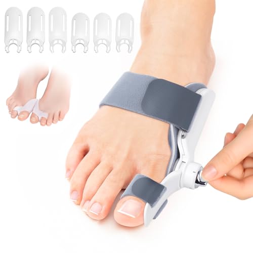 POFIBO Hallux Valgus Korrektur Set – Hallux valgus schiene für Ballenzeh, Hammerzehen & schiefe Zehen, mit 6 Fixierplatten + 2 Silikon Zehenspreizer von POFIBO