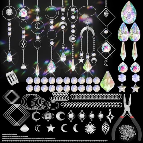 POFIBO Sonnenfänger Kristall Bastelset - 258 Stück Suncatcher Bastelset, Sonnenfänger Bastelset, DIY Sun Catcher für Wohnzimmer Fenster Garten Outdoor Deko POFIBO Sonnenfänger Kristall Bastelset - 258 Stück Suncatcher Bastelset, Sonnenfänger Bastelset, DIY Sun Catcher für Wohnzimmer Fenster Garten Outdoor Deko von POFIBO