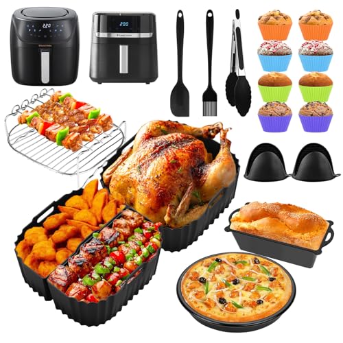 Airfryer Zubehör für Russell Hobbs XXL 8 L 8,3 L/Philips 2000 Serie 6,2L (NA230/00), Heißluftfritteusen Silikonform Accessories Set Gitter Backform Cake Brot für Russell Hobbs von POFIBO