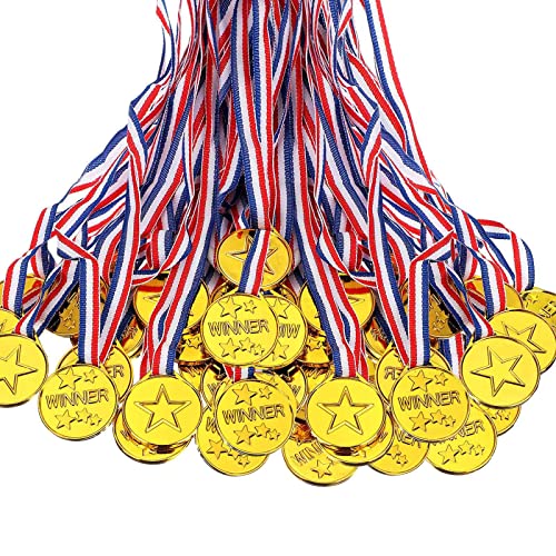 100 Stück Siegermedaillen aus Kunststoff for Kinder, Goldmedaillen for Gewinner, for stilvolle Partydekorationen und Auszeichnungen, klein, 500290557 von POGHYD