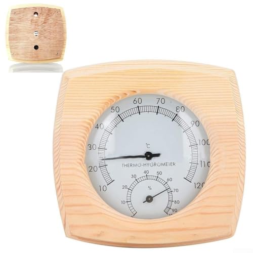 2 in 1 Saunathermometer und Hygrometer aus Holz, hängendes Saunathermometer, Innenfeuchtigkeitstemperaturmessung, Saunaraumausrüstung und von POGHYD