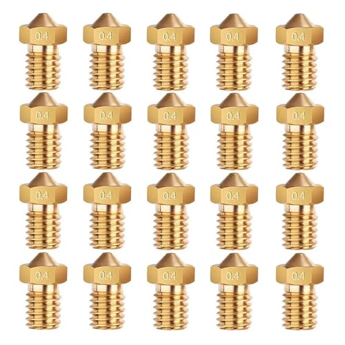 20 Stück 3D-Düsen M6 Messingdüsen-Extruder-Druckkopf for 1,75 mm Filament for E3D V5 V6 3D-Drucker (0,8 mm 20 Stück) (1,0 mm 20 Stück) von POGHYD
