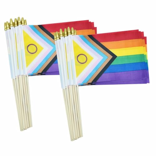 50er-Pack Intersex Progress Gay Pride Stick Flagge Kleine Mini Regenbogen Handgehaltene LGBTQ Flaggen 5x8 Zoll von POGHYD