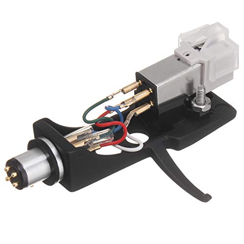 Nadel mit Plattenspieler-Headshell, 4-polige Kontakte for Phonograph, Plattenspieler, Grammophon, LP-Nadel, Schwarz, 493663 von POGHYD