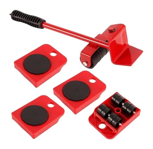 Set mit Transportrollen for schwere Gegenstände mit Stange, Möbeltransportheber mit Rad, professionelles Transportwerkzeug, Außenteile (Rot-1 Set) (Rot-1 Set) von POGHYD