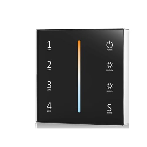 T21 T22 T24 T25 4-Zonen-Dimm-CCT RGB RGBW RGBCCT Wandmontierter Glasbildschirm-Controller (Schwarz T24) (Schwarz, T22) von POGHYD