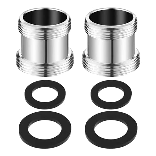 2 Stück Wasserhahn Adapter M22 auf M24 Gewindeadapter für Außengewinde Doppelgewinde für Wasserfilter Belüfteranschluss Wasserreiniger mit Gummidichtung (Silber) von POHOVE