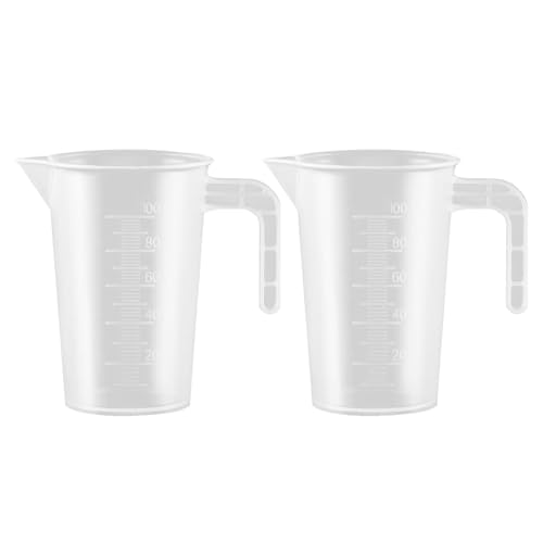 Messbecher 100ml,2 Stück Mini Messbecher Transparent Messbechers Klei-n Mit Griff, Hitzebeständig Präzisions Messbechers für Labor Küche Öl Messbech-er Küche(Transparent,Size:100ml) von POHOVE