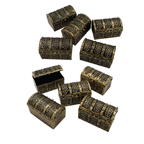 POHOVE 10pcs Mini Piraten Schatz Kisten,Schatztruhe Kiste,Vintage Schmuck Kiste, Kinder Schatztruhe Aufbewahrung Trunk Für Schmuckschachteln Andenken, Requisiten Dekor - Antik, 10pcs/Set - 8x5cm von POHOVE