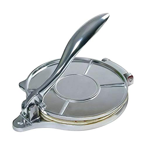 POHOVE 25,4 cm Tortilla-Presse Pie Flatbread Maker Multifunktionale manuelle Kuchenpresse Pizzabereiter Aluminiumlegierung Tortilla-Maker für Mehl, Tortilla-Kuchenkrusten (Silber) von POHOVE