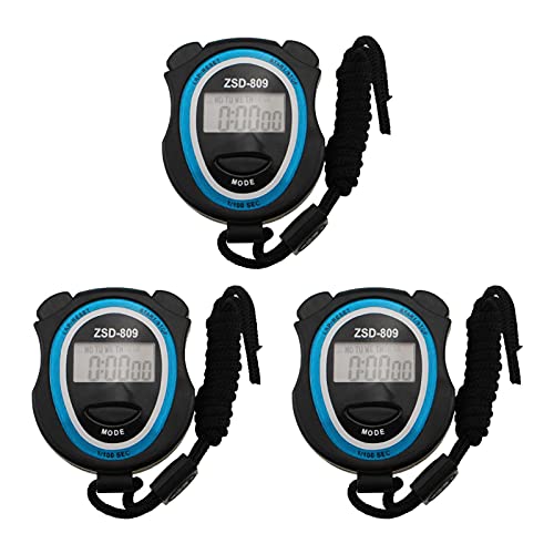 3 Stück Digital Sport Stoppuhr Timer,Handheld Chronograph Digital Uhren Stoppuhr,Multi-Funktion Elektronisch Digital Sport Stoppuhr Timer für Sport Fitness Trainer von POHOVE