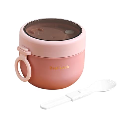 POHOVE Joghurtbecher to Go 600ML+50ML, Müslibecher to Go mit Klapplöffel, Mini Frühstücksbecher(COLOR:wie gezeigt) von POHOVE