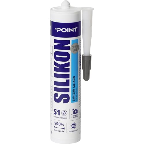 Silikon Bad Dichtmasse POINT Professionelles Silikon 300 ml. Silbergrau Wasserdichtes Sanitärsilikon von POINT
