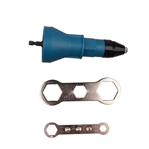 POIU Nietpistole Nietenaufsatz Blindnietvorsatz Nietbohrer Adapter, Niet-Gerät für Akkuschrauber und Bohrmaschinen (Blue), 16 x 5.8cm von POIU