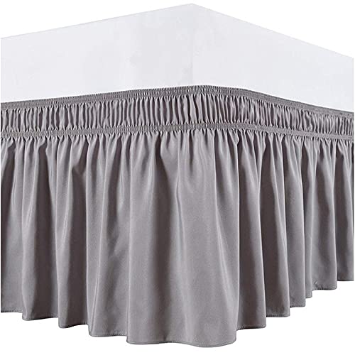 Bettrock 180x200 200x200 Spitze Bettvolant Boxspringbett Mit Rüschen Wrap Around Style Elastische Bett Wrap Ruffle Bett Rock Bettröcke Bettvolant (Color : Gray, Size : 180 * 200+38cm) von POIUYT