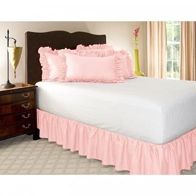 Bettrock zum Umwickeln Bettvolant,Ruffled Solid Bed Rock 200x200/180x200 Wrap Around Style, Elastische Bett Wrap Ruffled mit Plattform Bett Rock 38/45cm Drop (Color : Pink, Size : 100 * 200+38cm) von POIUYT