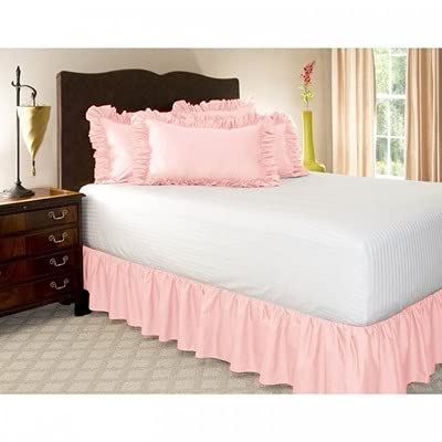 Bettrock zum Umwickeln Bettvolant,Ruffled Solid Bed Rock 200x200/180x200 Wrap Around Style, Elastische Bett Wrap Ruffled mit Plattform Bett Rock 38/45cm Drop (Color : Pink, Size : 120 * 200+38cm) von POIUYT