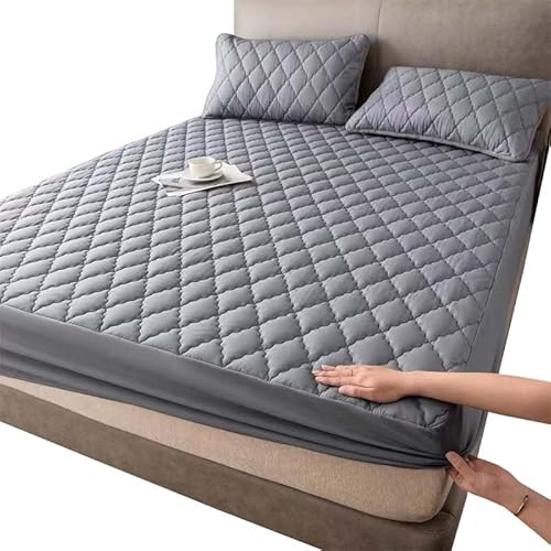 Matratzenschoner/Gesteppte Matratzenauflage Hypoallergene Spannbettlaken Bettwäsche Spannbetttuch,Fitted Sheet - und Staubmilbendichter Matratzenbezug (Color : A, Size : 2.0x2.2m(H1.6-2.5m)) von POIUYT