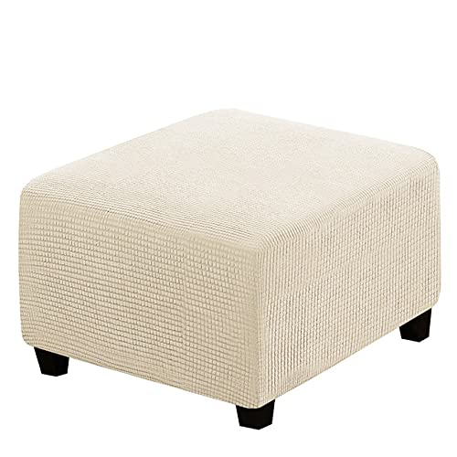 Ottomane Schonbezug Hockerbezug Quadratisch Bezug Für Fußhocker Hocker,Hocker Husse Für Fußhocker Protector Waschbar Überzug Hockerabdeckung,Beige von POIUYT
