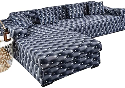 Sofa Überzug l Form XXL Ecksofa Sofabezug Stretch Sofahusse Groß Bunt Muster Couchbezug Elastische mit Ottomane Links/Rechts Für 2 Kostenloser Kissenbezug von POIUYT