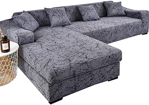 Sofa Überzug l Form XXL Ecksofa Sofabezug Stretch Sofahusse Groß Bunt Muster Couchbezug Elastische mit Ottomane Links/Rechts Für 2 Kostenloser Kissenbezug von POIUYT