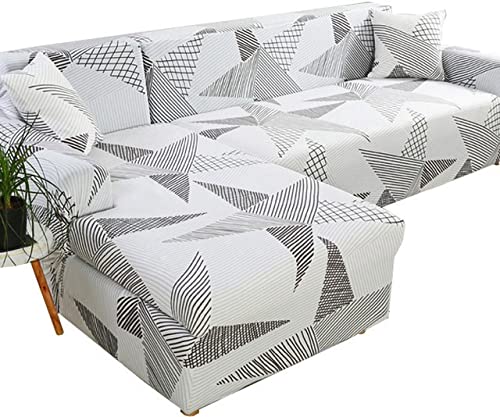 Sofa Überzug l Form XXL Ecksofa Sofabezug Stretch Sofahusse Groß Bunt Muster Couchbezug Elastische mit Ottomane Links/Rechts Für 2 Kostenloser Kissenbezug von POIUYT