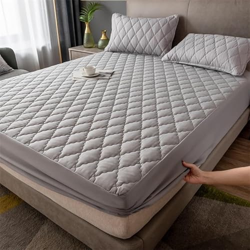 Spannbetttuch Gesteppt Matratzenschoner Matratzenauflage Hypoallergene Bettwäsche Spannbetttuch Fitted Sheet - und Staubmilbendichter Matratzenbezug (Color : B, Size : 1.80x2.0m (H 2.6-3.6cm)) von POIUYT