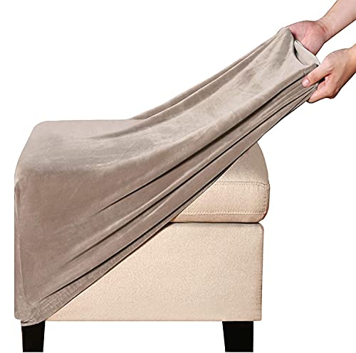 Stretch Bezug Für Fußhocker Quadratisch 68-82cm Wildleder Hockerbezug Fußstütze Faltbarer Osmanische Abdeckung Geeignet zur Aufbewahrung von Fußschemel,Waschbar (Color : J) von POIUYT