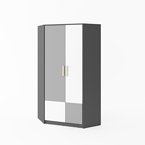 Furniture24 Eckkleiderschrank POK P01, Eckschrank, 2 TürigerDrehtürenschrank mit 2 Kleiderstangen und 8 Einlegeboden Furniture24 Eckkleiderschrank POK P01, Eckschrank, 2 TürigerDrehtürenschrank mit 2 Kleiderstangen und 8 Einlegeboden von Furniture24