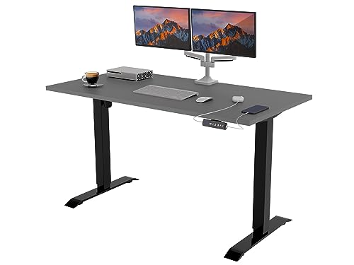 POKAR Höhenverstellbarer Schreibtisch Höhenverstellbar Elektrisch Bürotisch mit Tischplatte (Dunkelgrau, 120 x 60) von POKAR