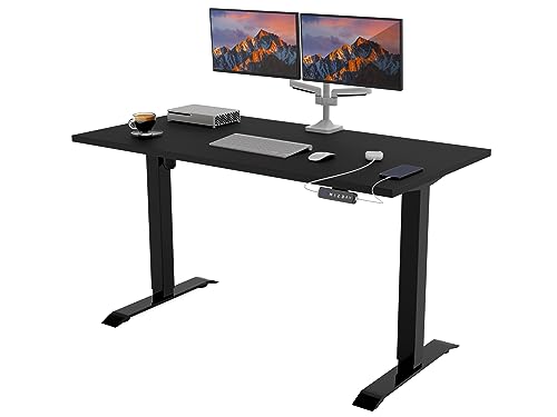 POKAR Höhenverstellbarer Schreibtisch Höhenverstellbar Elektrisch Bürotisch mit Tischplatte, Größe:140x80, Farbe:Schwarz von POKAR
