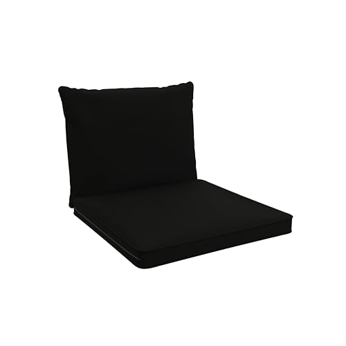 POKAR Loungekissen Stuhlkissen für Stuhl Rattanmöbel Gartenmöbel Kissen, 2er Set (1x Sitzkissen 60x60x5 cm + 1x Rückenlehne 60x40x15 cm), Schwarz von POKAR