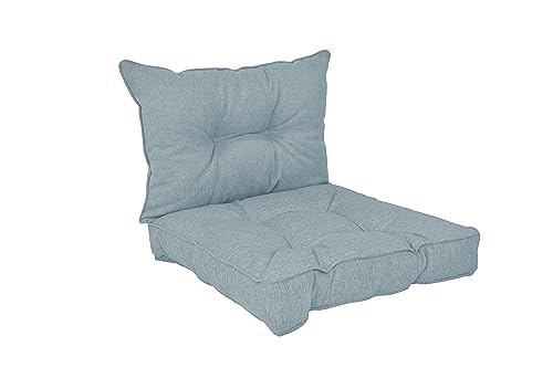 POKAR Loungekissen Stuhlkissen für Stuhl Rattanmöbel Gartenmöbel Kissen, 2er Set (1x Sitzkissen 70x70x10 cm + 1x Rückenlehne 70x40x10 cm), Blau von POKAR