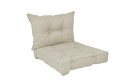 POKAR Loungekissen Stuhlkissen für Stuhl Rattanmöbel Gartenmöbel Kissen, 2er Set Sitzkissen 40x40x10 cm + Rückenlehne 50x40x10 cm, Beige von POKAR