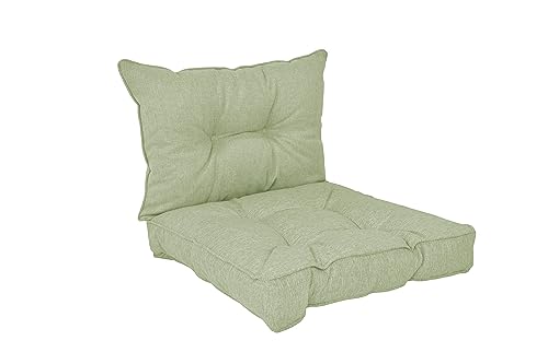 POKAR Loungekissen Stuhlkissen für Stuhl Rattanmöbel Gartenmöbel Kissen, 2er Set (1x Sitzkissen 40x40x10 cm + 1x Rückenlehne 50x40x10 cm), Grün von POKAR
