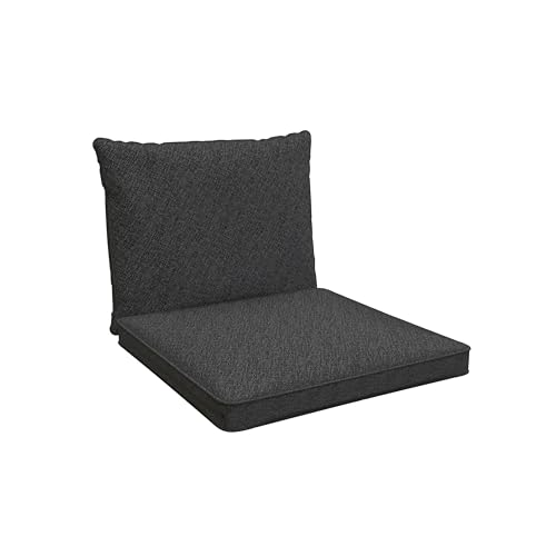 POKAR Loungekissen Stuhlkissen für Stuhl Rattanmöbel Gartenmöbel Kissen, 2er Set Sitzkissen 40x40x5 cm + Rückenlehne 50x40x15 cm, Anthrazit von POKAR