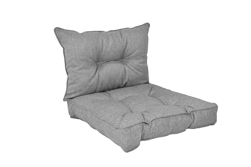 POKAR Loungekissen Stuhlkissen für Stuhl Rattanmöbel Gartenmöbel Kissen, 2er Set (1x Sitzkissen 70x70x10 cm + 1x Rückenlehne 70x40x10 cm), Grau von POKAR