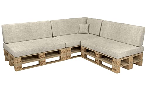 POKAR Palettenkissen Palettenauflagen mit abnehmbarem Bezug Palettenmöbel Palettensofa 8er Set: Sitzkissen 120x80 + Rückenlehne 120x40, Beige von POKAR