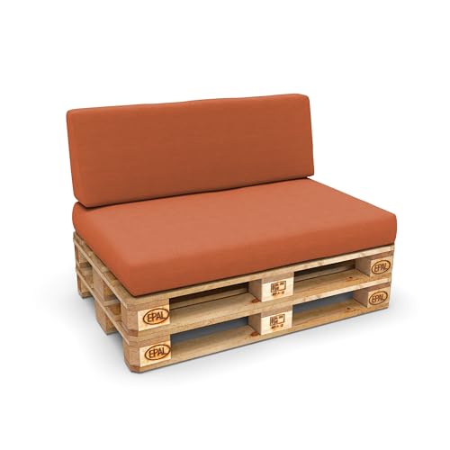 POKAR Palettenkissen Palettenauflagen mit abnehmbarem Bezug Palettenmöbel Palettensofa 2er Set: Sitzkissen 120x80 + Rückenlehne 120x40, Orange von POKAR