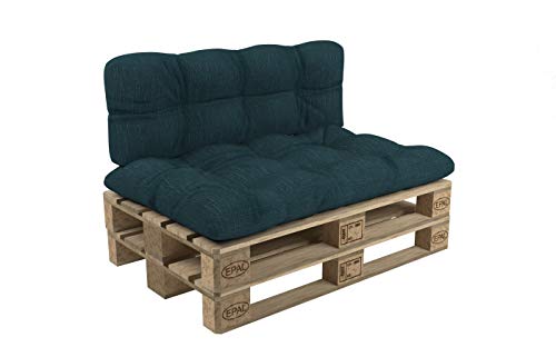 POKAR Palettenkissen Palletenauflagen Palettenpolster Palettensofa Palettenmöbel 2er Set: 1x Sitzkissen 120x60 + 1x Rückenlehne 120x60, Dunkelgrün von POKAR