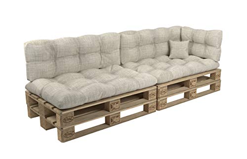 POKAR Palettenkissen Palletenauflagen Palettenpolster Palettensofa Palettenmöbel 6er Set: Sitzkissen 120x80 + Rückenlehne 120x40, Beige von POKAR