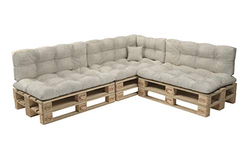 POKAR Palettenkissen Palletenauflagen Palettenpolster Palettensofa Palettenmöbel 8er Set: Sitzkissen 120x80 + Rückenlehne 120x40, Beige von POKAR