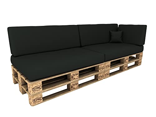 POKAR Palettenkissen Wasserdicht Palettenauflagen mit abnehmbarem Bezug Palettenmöbel Palettensofa 6er Set: Sitzkissen 120x80 + Rückenlehne 120x40, Anthrazit von POKAR