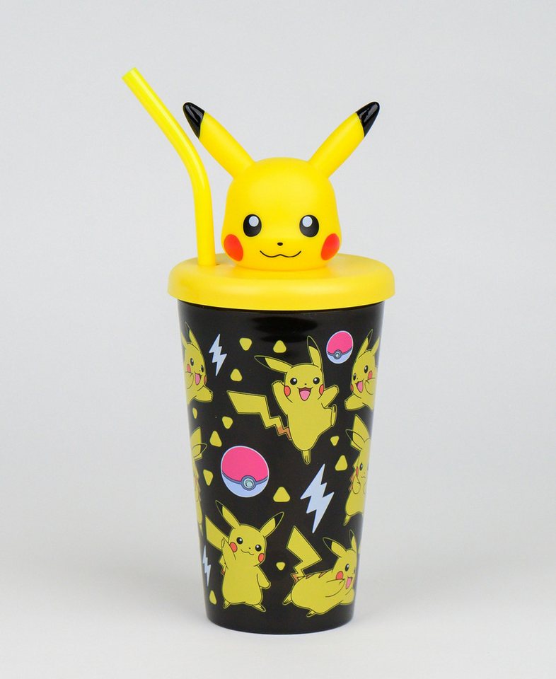 POKÉMON Kinderbecher Pikachu, PP, Deckel mit 3-D Topper und integriertem Trinkhalm 500 ml von POKÉMON
