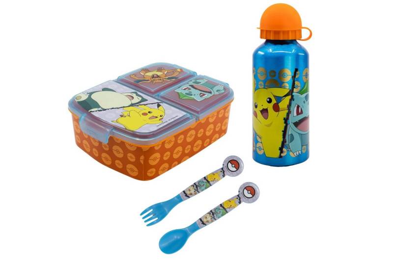 POKÉMON Lunchbox Pokemon Kinder 4 tlg. Lunch Set, Kunststoff Aluminium, (4-tlg), 3 Kammern Brotdose Gabel Löffel Alu-Flasche POKÉMON Lunchbox Pokemon Kinder 4 tlg. Lunch Set, Kunststoff Aluminium, (4-tlg), 3 Kammern Brotdose Gabel Löffel Alu-Flasche von POKÉMON