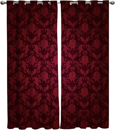 POKENE Vorhang Blumen Blickdicht Gardinen mit Ösen 3D Druck Rot Blickdichte Vorhänge Erwachsener Vorhang Verdunkelung Wärmeisolierend Wohnzimmer Schlafzimmer 2 Stück 75x166 cm (BxH) von POKENE