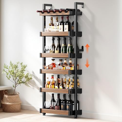 POKIPO Freistehende Weinregale: Weinregal Wandmontage mit Zäunen, Weinflaschenhalter Display Regal, Liköraufbewahrung für Küche, Esszimmer, Bar, Holz POKIPO Freistehende Weinregale: Weinregal Wandmontage mit Zäunen, Weinflaschenhalter Display Regal, Liköraufbewahrung für Küche, Esszimmer, Bar, Holz von POKIPO